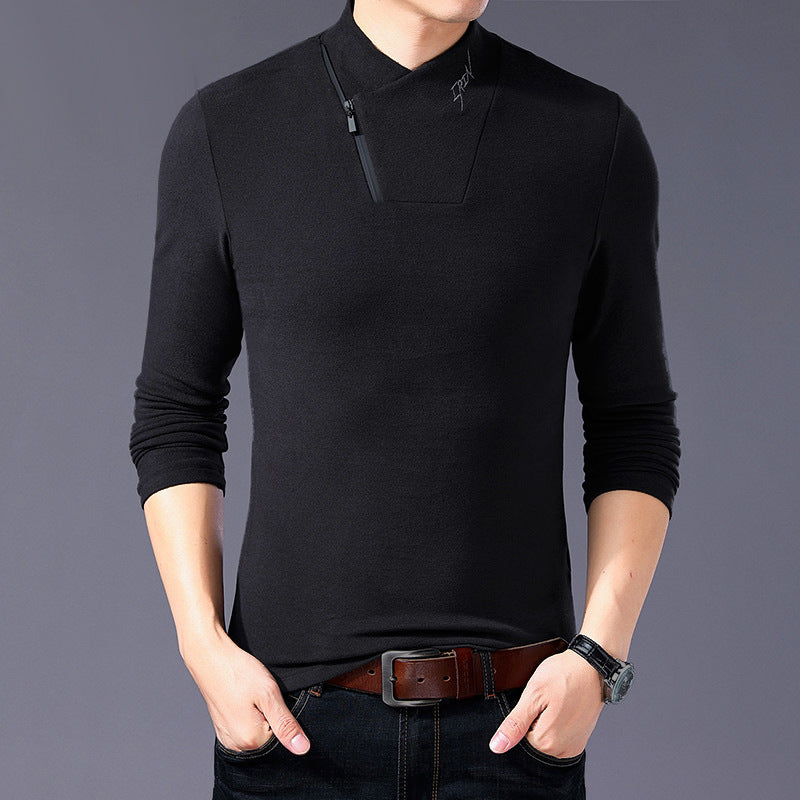 Men's Half High Leap Line Long Sleeves T-Shirt -Casual Cotton Tee