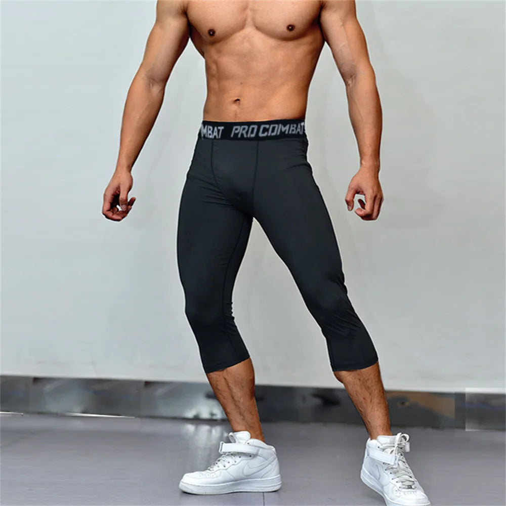 Men's Workout Sports Wear-Gym Compression Exercise Pants for Men Spandex