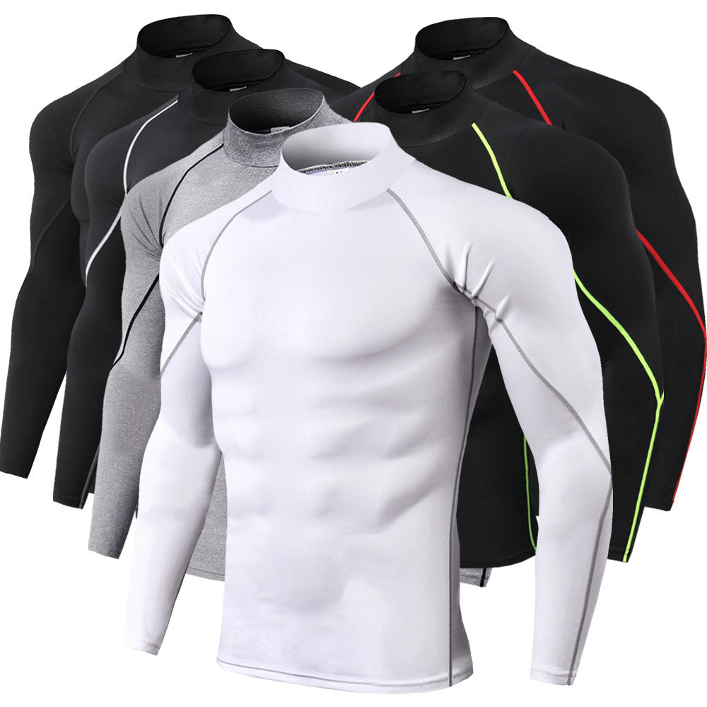 Men's Pro High Collar Long Sleeve Running T-shirt