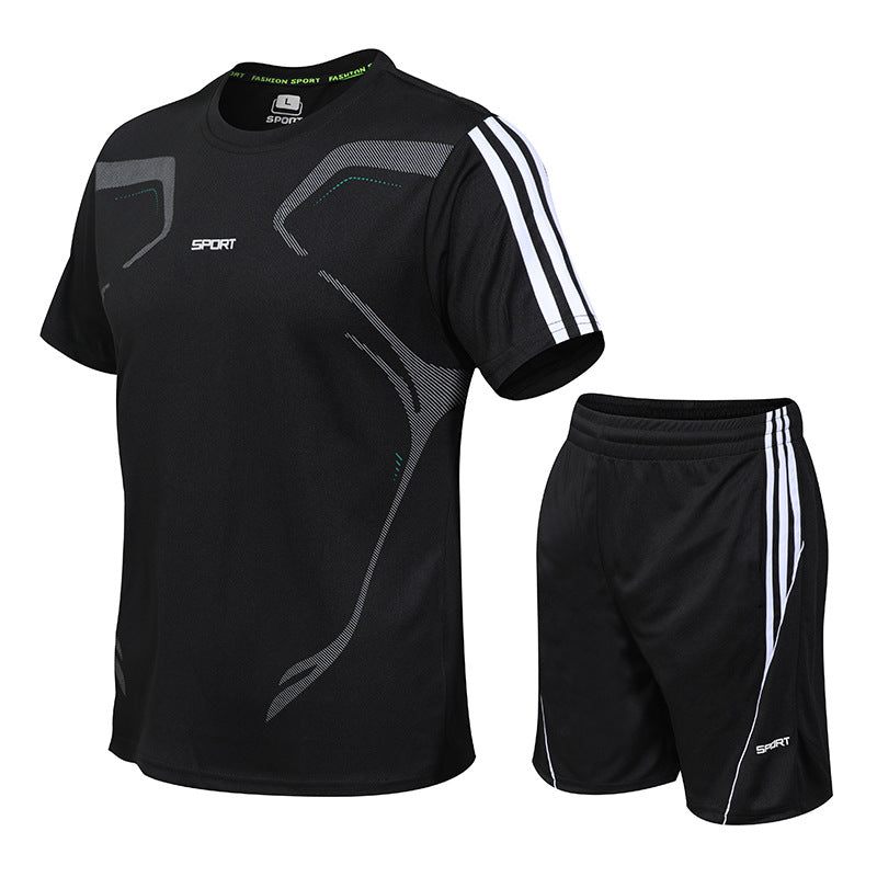 Men's Sportswear Set - Short Sleeve T-Shirt and Shorts