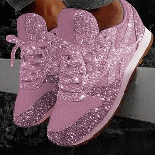 Women's Casual Lace-Up Running Shoes with Sparkling Crystal Detail