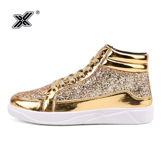 Golden Shiny Mirrors Men's Sneakers